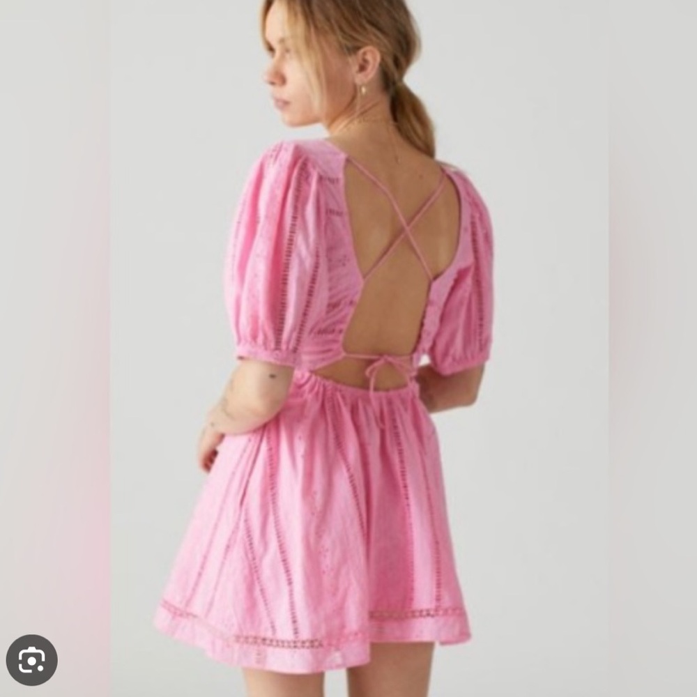 UO Marla eyelet puff sleeve mini dress